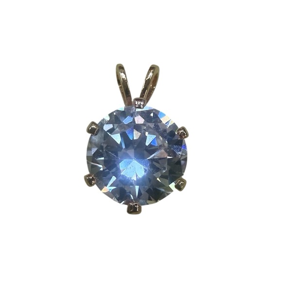 Vintage costume solitaire Sparkling CZ Diamond Pendant rabbit bail - Picture 3 of 9